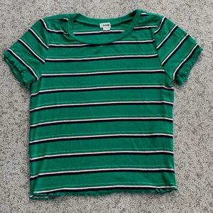 Green, white and black tee shirt from garage!